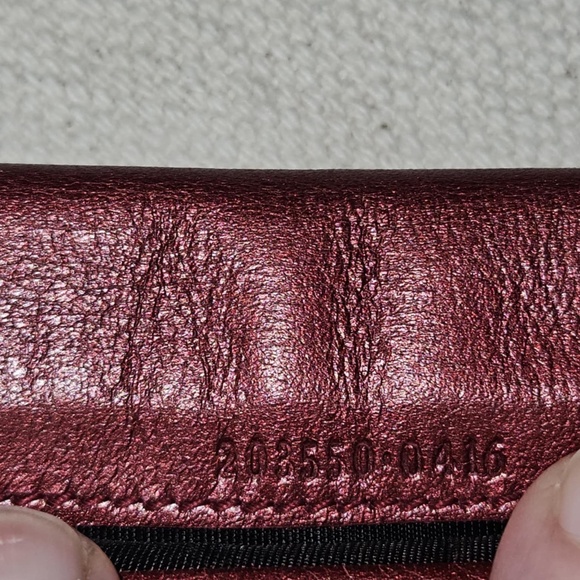 Auth GUCCI Long Wallet Lovely Heart Logo GG Patterned Issima Leather Bordeaux - Picture 4 of 11